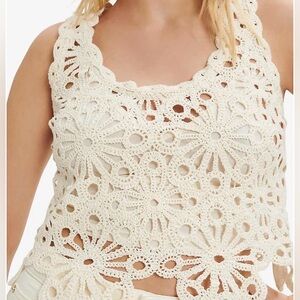 POL Floral Crochet Tank Top